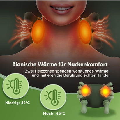 NeckEase - 4D Nackenmassagegerät – Kabellos, Wärmefunktion & Tiefenentspannung
