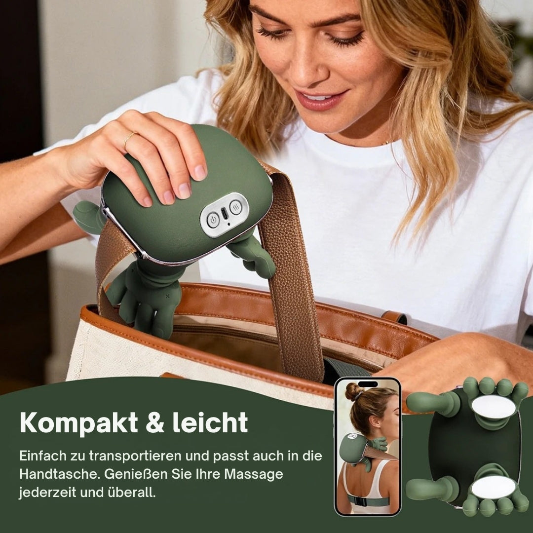 NeckEase - 4D Nackenmassagegerät – Kabellos, Wärmefunktion & Tiefenentspannung