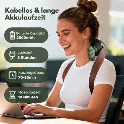 NeckEase - 4D Nackenmassagegerät – Kabellos, Wärmefunktion & Tiefenentspannung