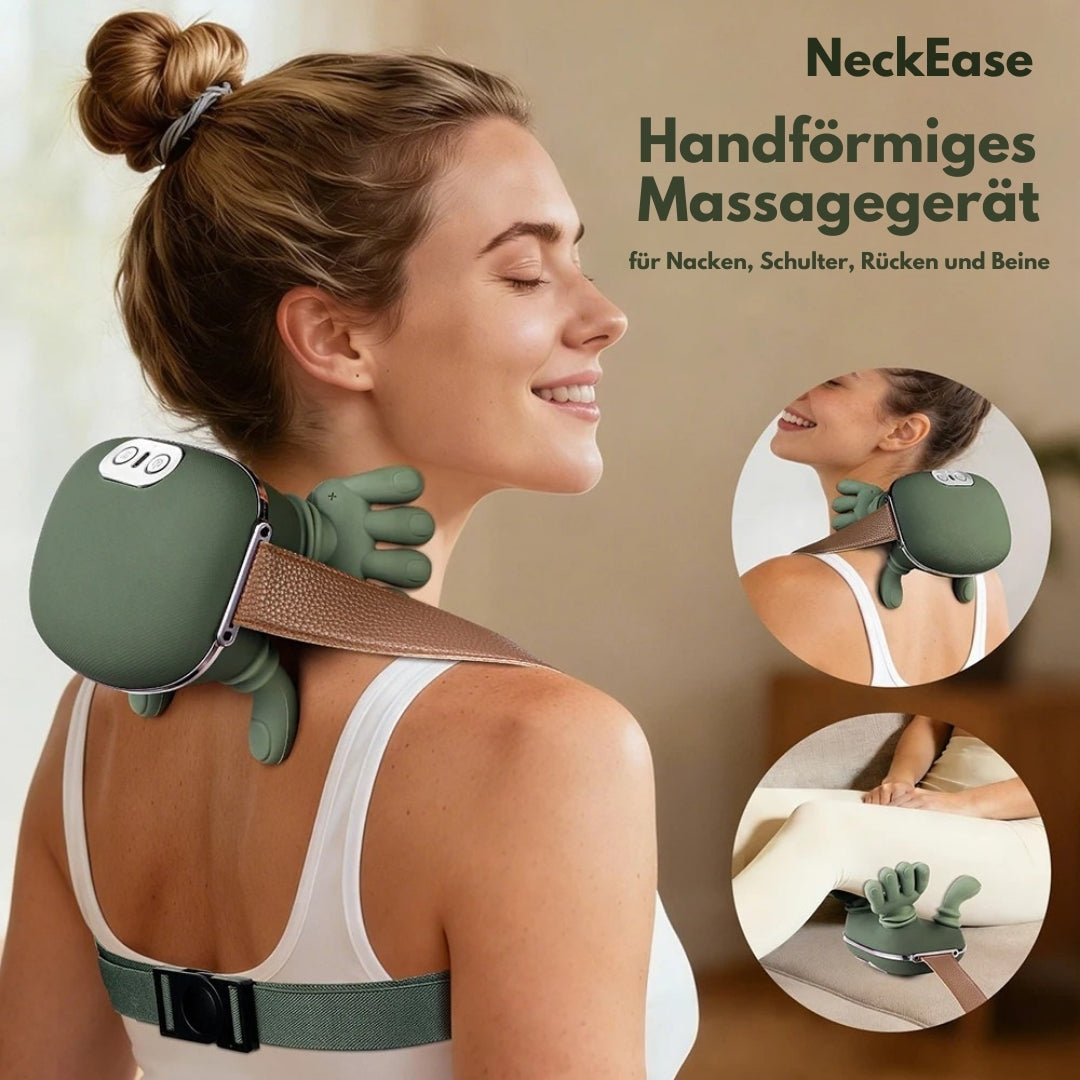 NeckEase - 4D Nackenmassagegerät – Kabellos, Wärmefunktion & Tiefenentspannung